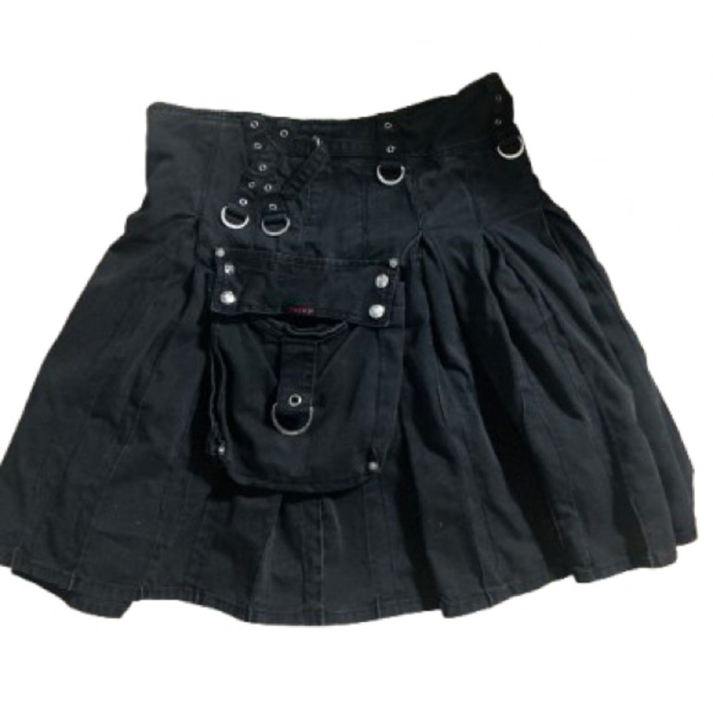 Tripp NYC Men’s Daang Goodman Black Denim Goth Bondage Metal Punk Kilt Large - Picture 4 of 6